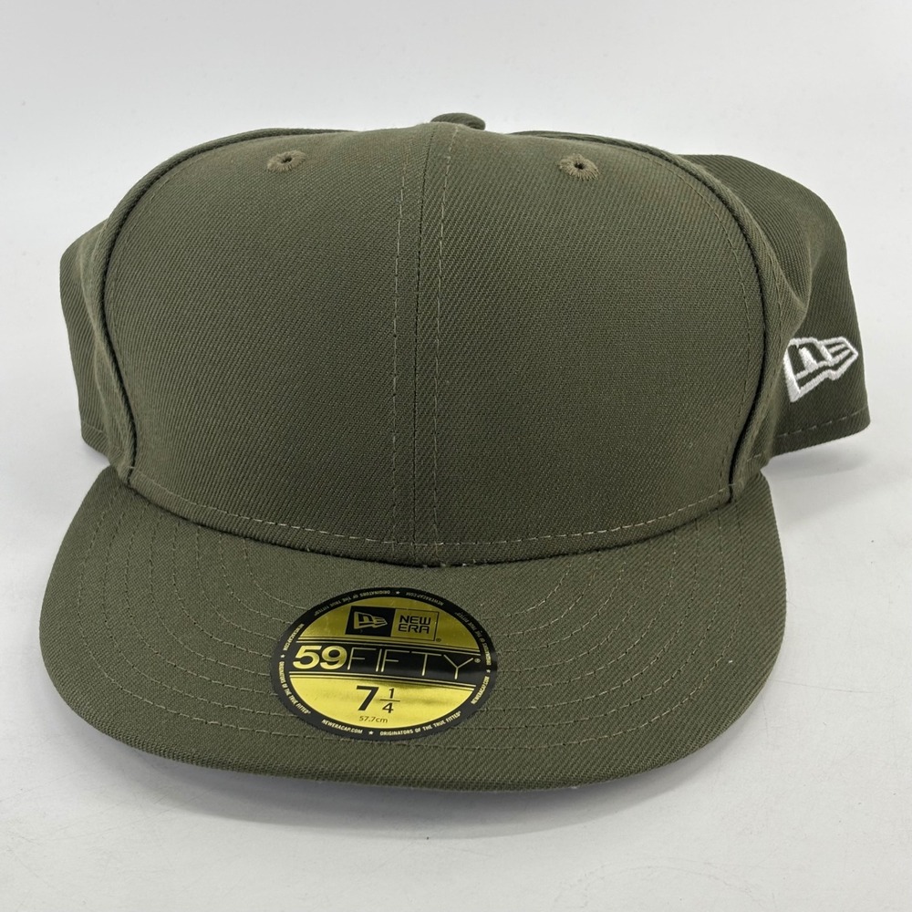 New Era 59FIFTY Fitted Hat Mens 7 1/4 Olive Green Grey Undervisor Blank Cap